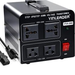 Yinleader 110V to 220V Voltage Converter Transformer 2000W Step Up/Down 110/120 Volt - 220/240 Volt Converter