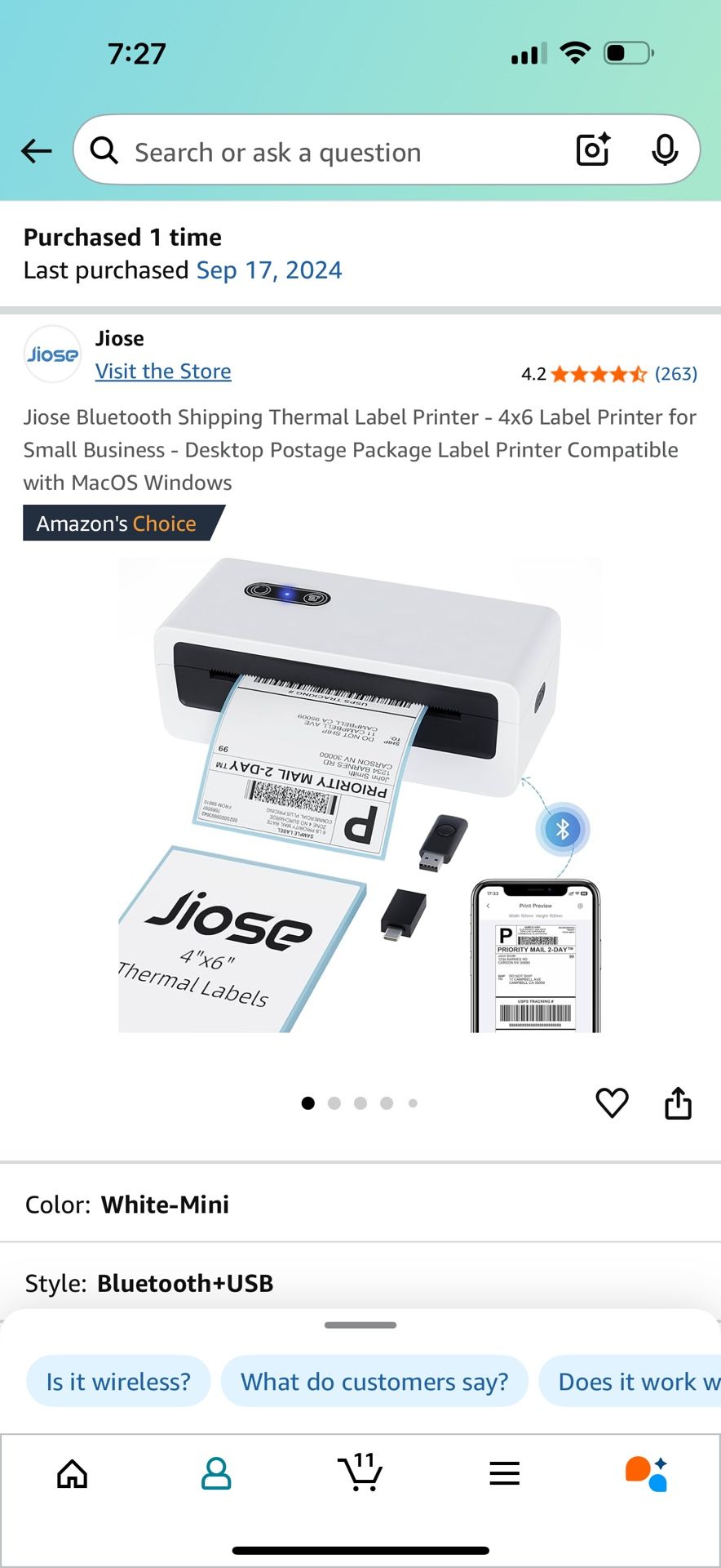 Jiose Bluetooth Shipping Thermal Label Printer