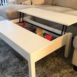 Modern White Lift-Top Coffee Table - Great for WFH!