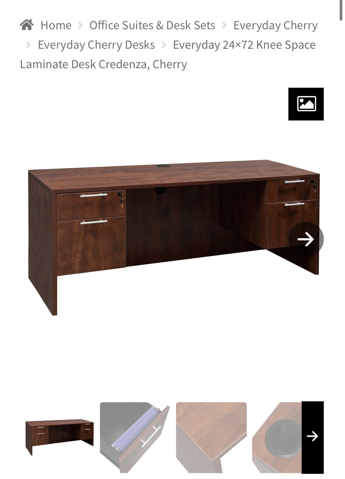 72” Office Desk with Hutch, Chestnut Wood