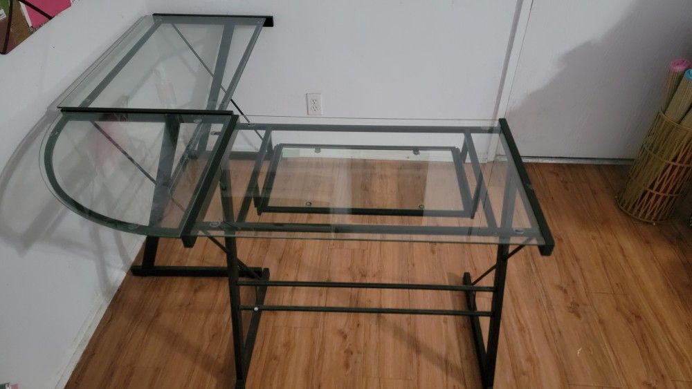 Glass L Shaped Desk