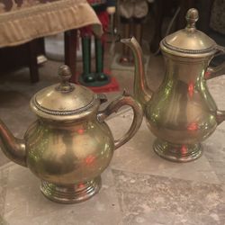9” & 7” tall Brass Tea Pots