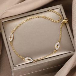 Evil   Eye Bracelet For Women Gold Color Lucky Eye Adjustable Hand