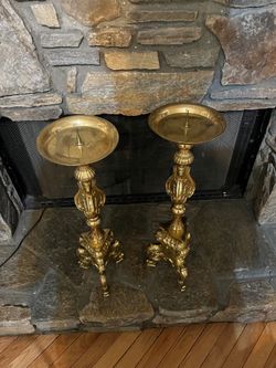 26” tall brass candle Holders