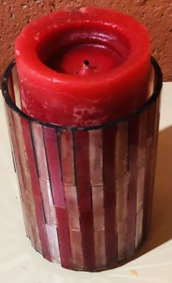 Great for the Holidays! Tall Cranberry Candle in Gorgeous Beveled Glass Holder