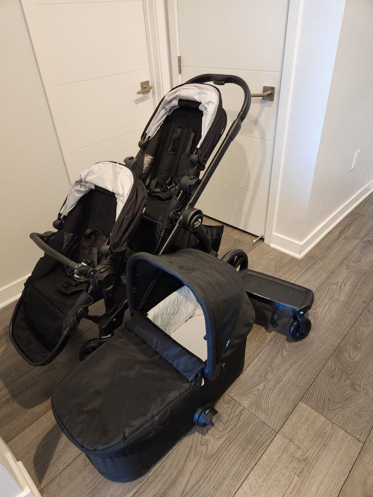 Double Stroller With Bassinet And Glider