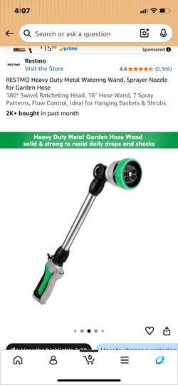 New in packaging metal watering wand heavy duty 16 inch hose nozzle