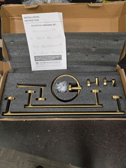 Brushed Gold Bathroom Hardware Accessory Set