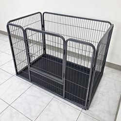 BRAND NEW $110 Heavy Duty Pet Playpen w/ Plastic Tray, Dog Cage Kennel 4 Panels, L49” x W32” x H35”