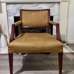 Vintage Jasper Chair Co Art Deco Style Wood and Leather Armchair