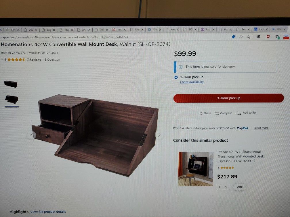 Brand New Wall Mount Desk. $50