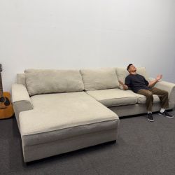 Delano 2 Piece Sectional Couch w Left Arm Facing Oversized Chaise - Boucle Beige -HUGE- Can Deliver