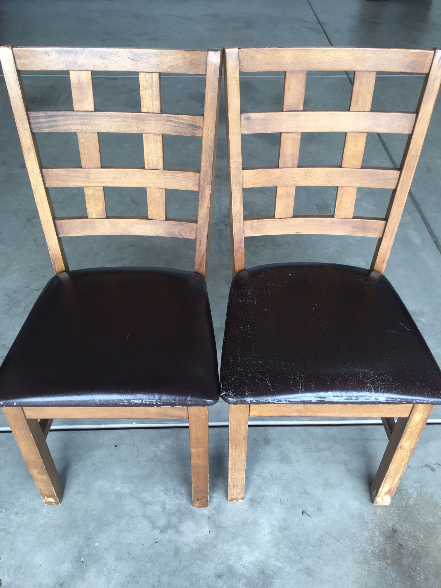 Two solid wood chairs