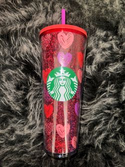 New Starbucks Glitter Heart Tumbler