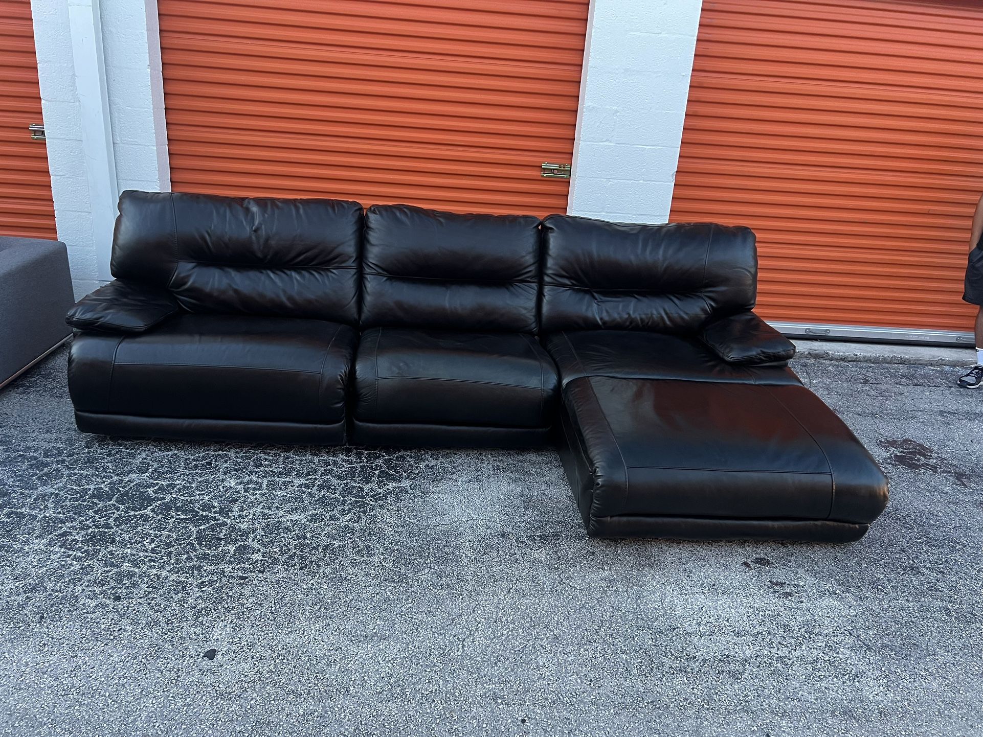 Dark Brown Leather Recliner Sectional Sofa Couch