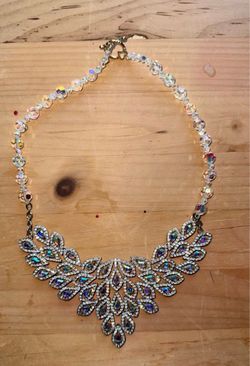 Swarovski crystal iridescent teardrop bib statement necklace