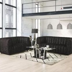 Brand New Super Elegant Comfy Boucle Channeled Sofa Loveseat 