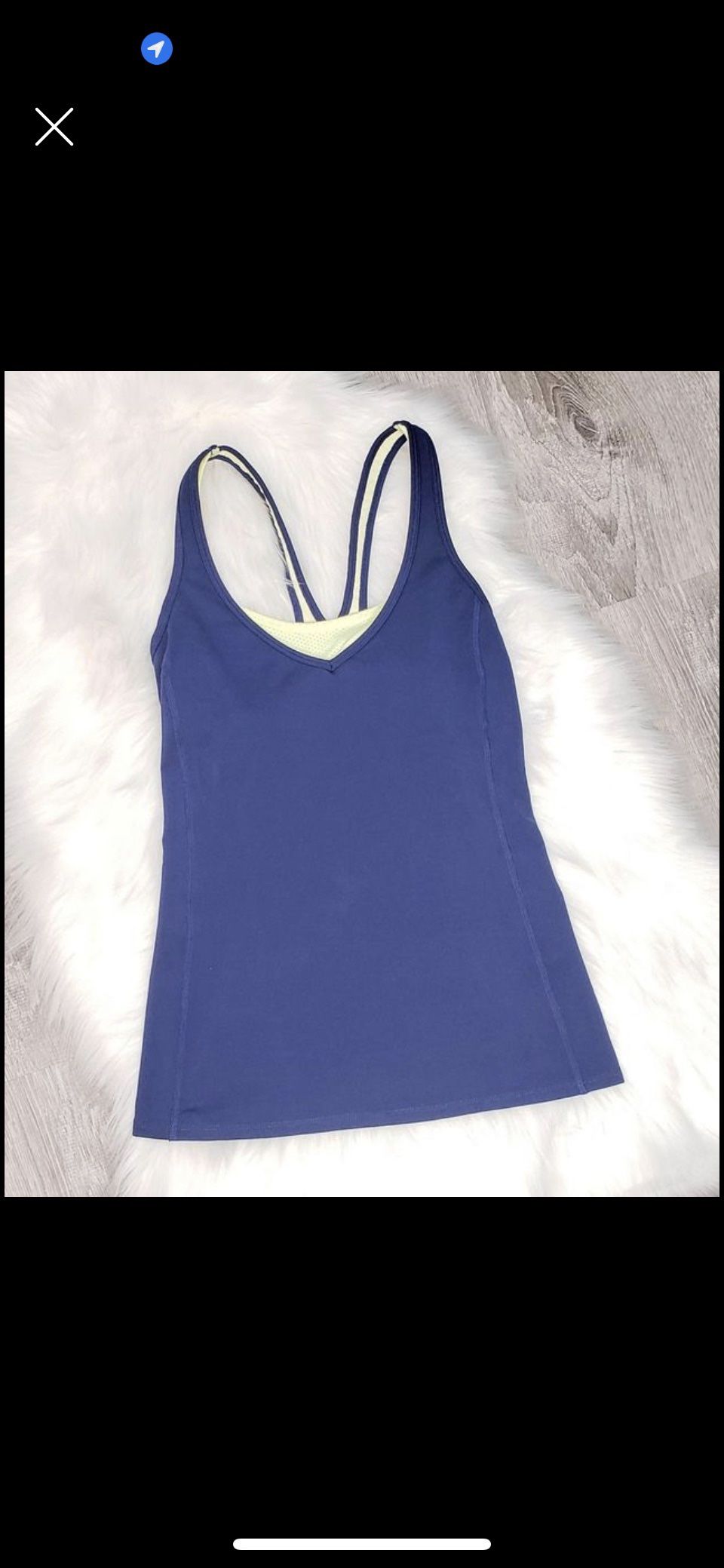 Lucy XS Navy Blue Neon Yellow Racerback Mesh Athletic Workout Weight Training Shelf Bra Tank Top Nordstrom