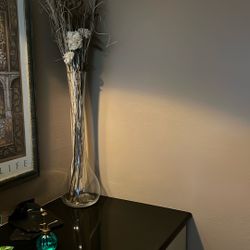 Large Glass Vase With Decor