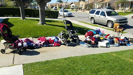 Kids clothings, stroller set.