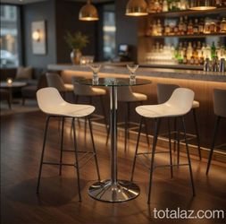 Round Glass Bar Height Cocktail Table Set