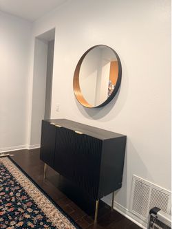 Black cabinet console entry way mirror in excellent condition