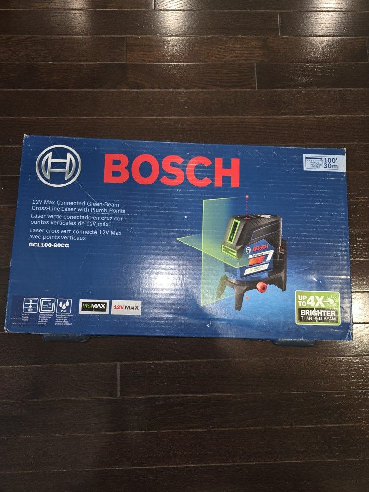 Bosch GCL100-80CG 12V Green-Beam Cross-Line Laser with Plumb Points