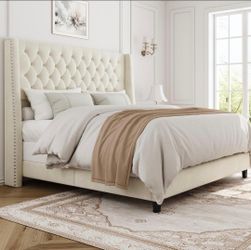 Queen Upholstered Bed Frame, 55.4'' Tall Headboard with Wingback
Upholstered Bed Frames Button Tufted 55.4'' Tall headboard with wingback Premium velv