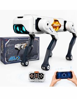 Robot Dog Toy for Kids, Color-Changing LED Lights, Ages 3+ 2.4GHz handheld controller and mobile app, preset movement sequences, built-in actions and