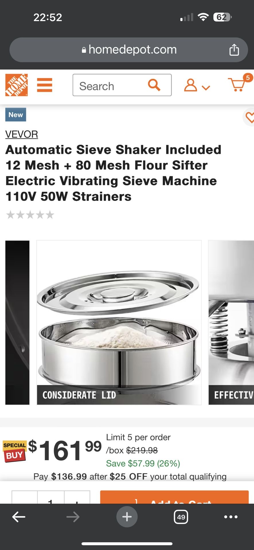 VEVOR Automatic Sieve Shaker Included 40 Mesh + 60 Mesh Flour Sifter  Electric Vibrating Sieve Machine 110V 50W Strainers ZSJ40M60M00000001V1 -  The Home Depot