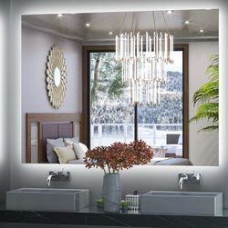 NEW: Keonjinn 48" x 36" LED Bathroom Mirror - Backlit & Dimmable