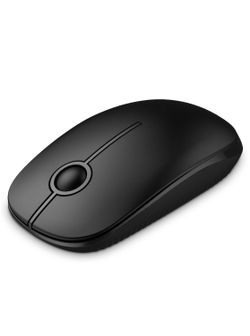 2.4G Slim Wireless Mouse with Nano Receiver, Less Noise, Portable Mobile Optical Mice for Notebook, PC, Laptop, Computer, MacBook - Black, Less Nois