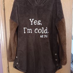 Women's Size Large,  Noracora Brown Fleece Pullover 