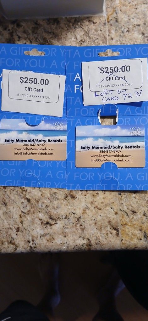 Two Gift Cards To The Salty Mermaid Hotel Directly On New Smyrna Beach