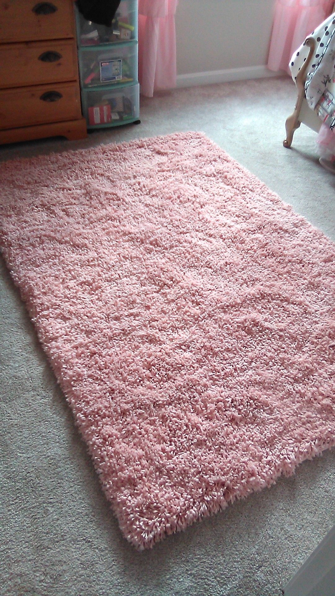 New pink shag rug