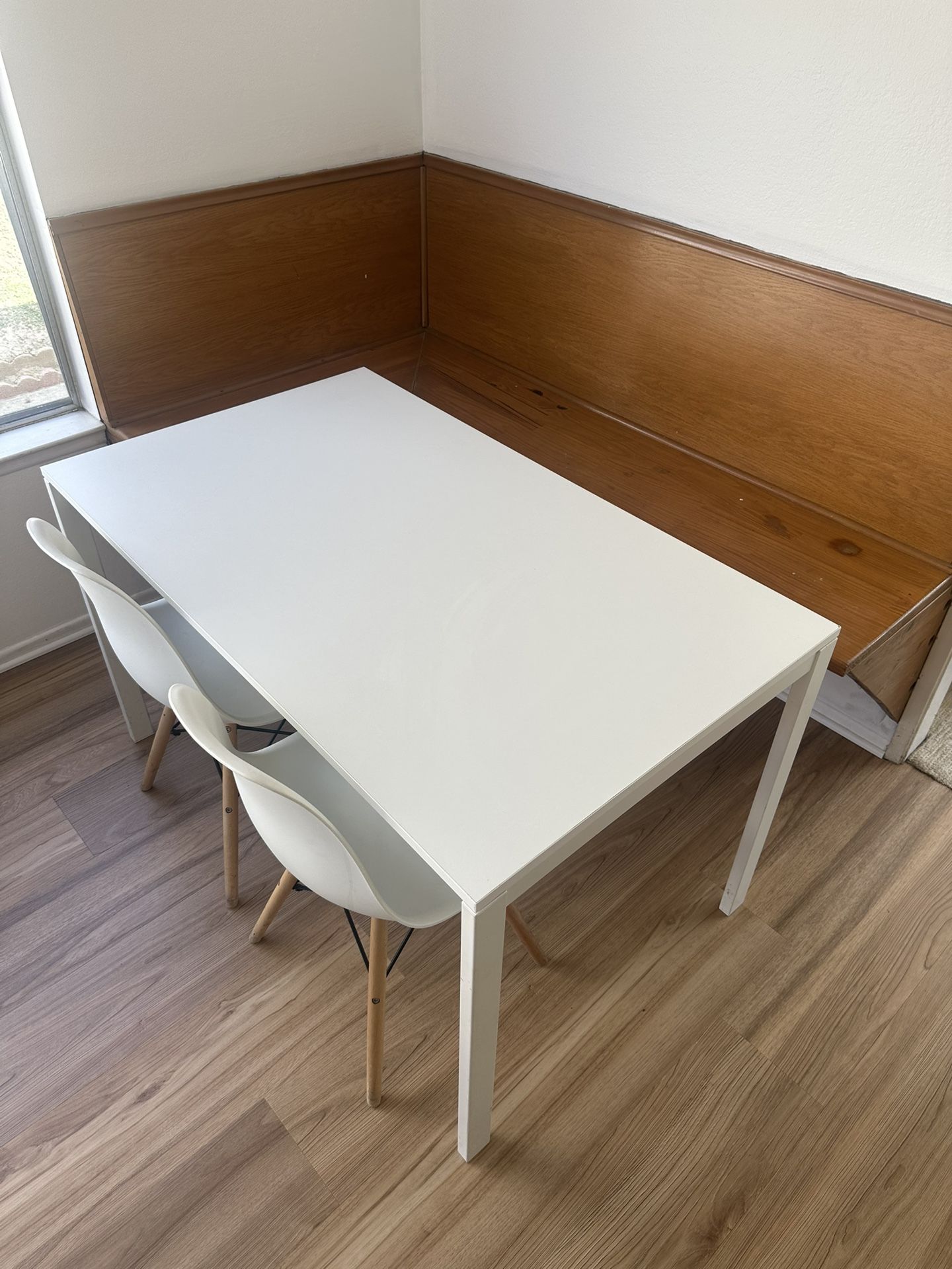 White Dining Table & 2 Chairs