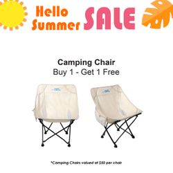 Camping Chair, $50 - Buy 1, Get 1 Free