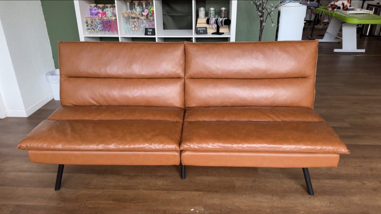 Mainstays Futon, Camel Faux Leather