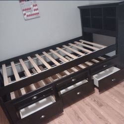 Twin/Twin Bedset W/3 Storage Drawers & Shelf(Mattress Included:$710)