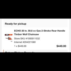 ECHO 2-stroke Chain Saw Brand New !!!! 