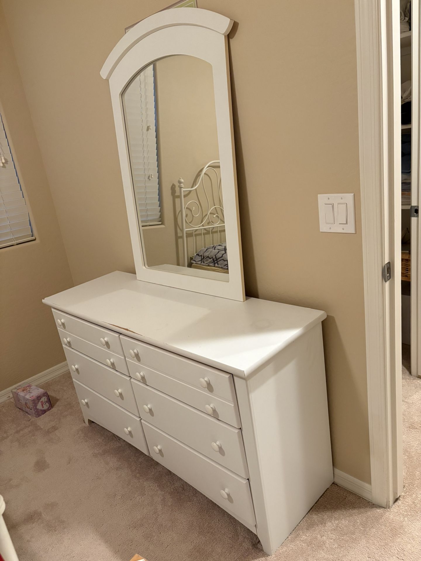 White Dresser With A Mirror 