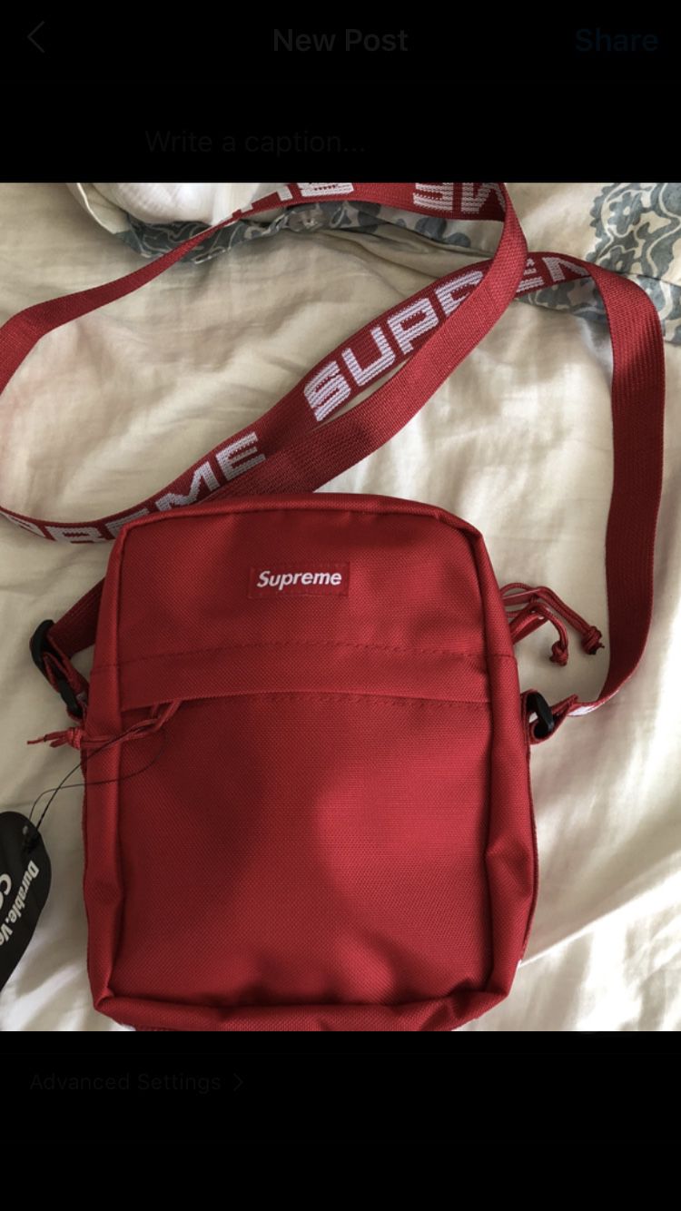 Red supreme side bags