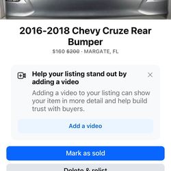 Chevy Rear Bumper Fits 2016-2018 Cruze
