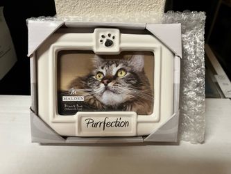 Malden - Glazed - White Ceramic With Black Purrfection - Picture Frame - (New)