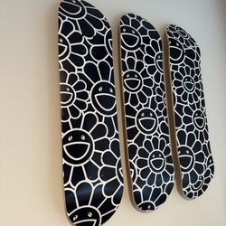 Takashi Murakami Flower Skateboard Decks – 3-Piece Wall Art Set