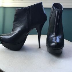 Black platform stiletto booties