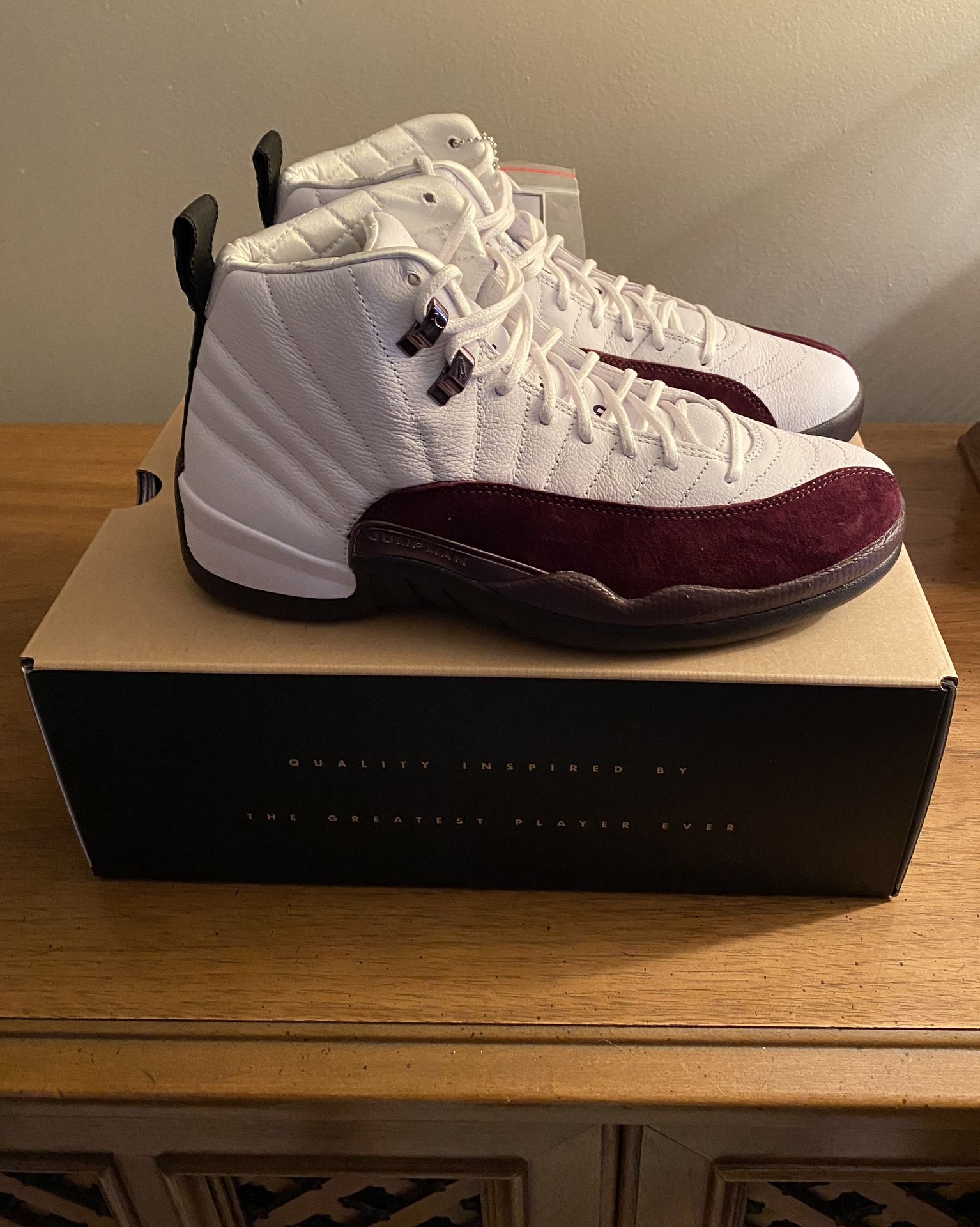 Nike Air Jordan 12 A Ma Maniere Size 10W/8.5M White Burgundy Crush DV6989-100