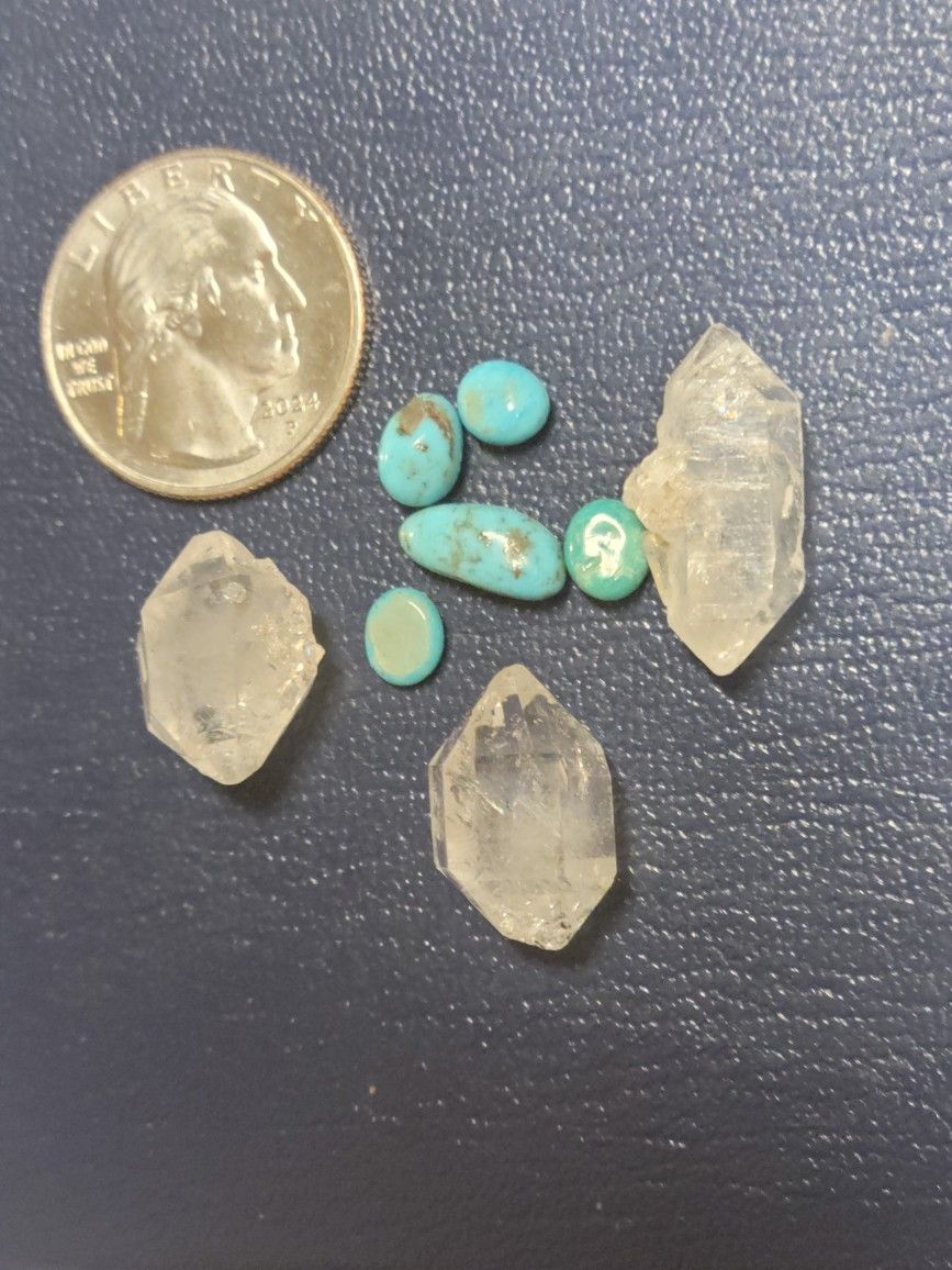 3 Herkimer, 5pcs. Turquoise Crystal Bundle