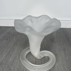 Vintage Frosted Glass Lily Vase 
