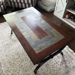 Stone and wood coffee table